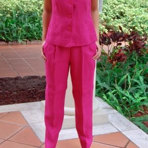 Talbots Linen Pink Buttoned Leisure Suit PANTS